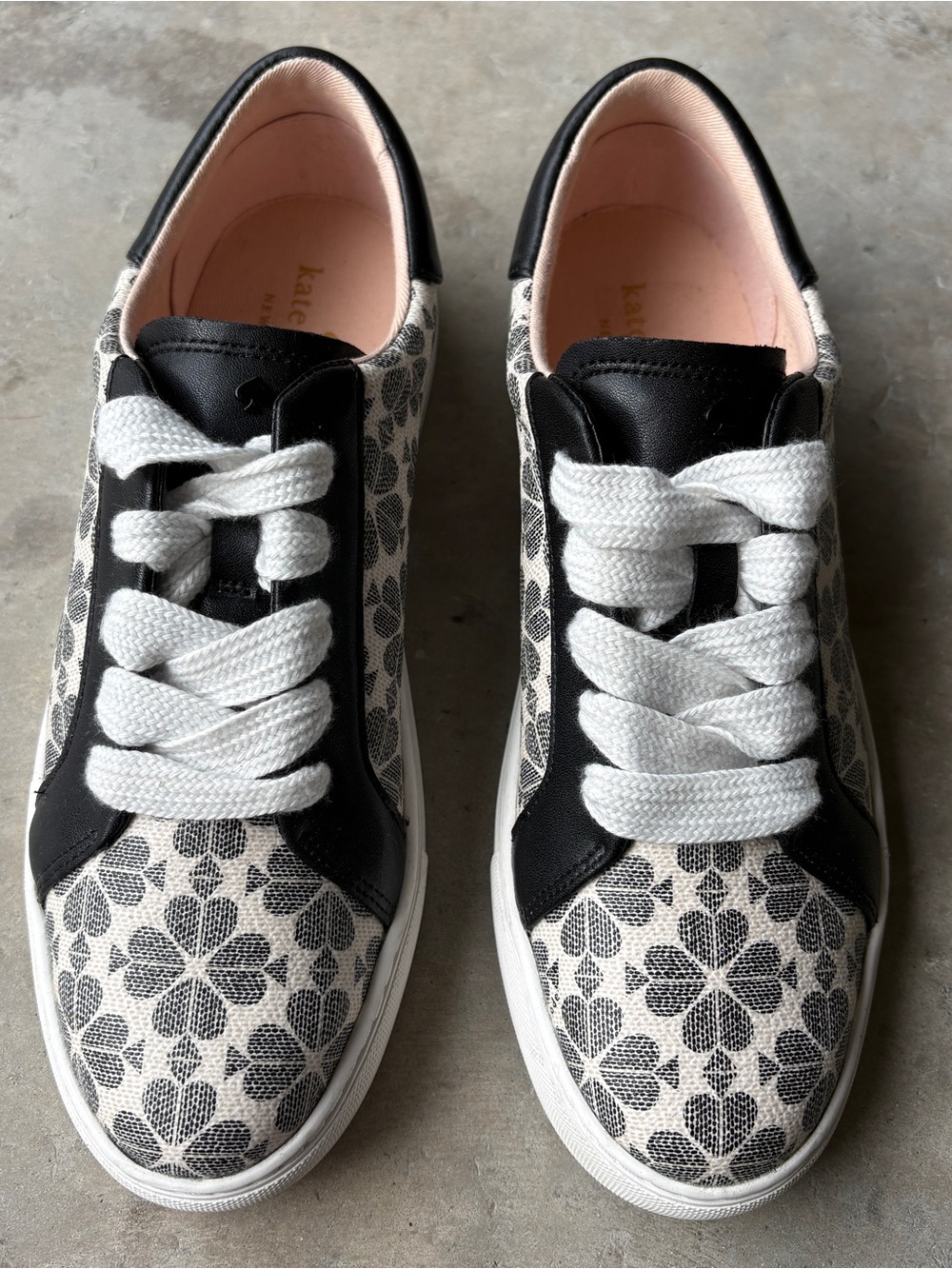 kate spade Black and White Floral Lace-Up Sneakers